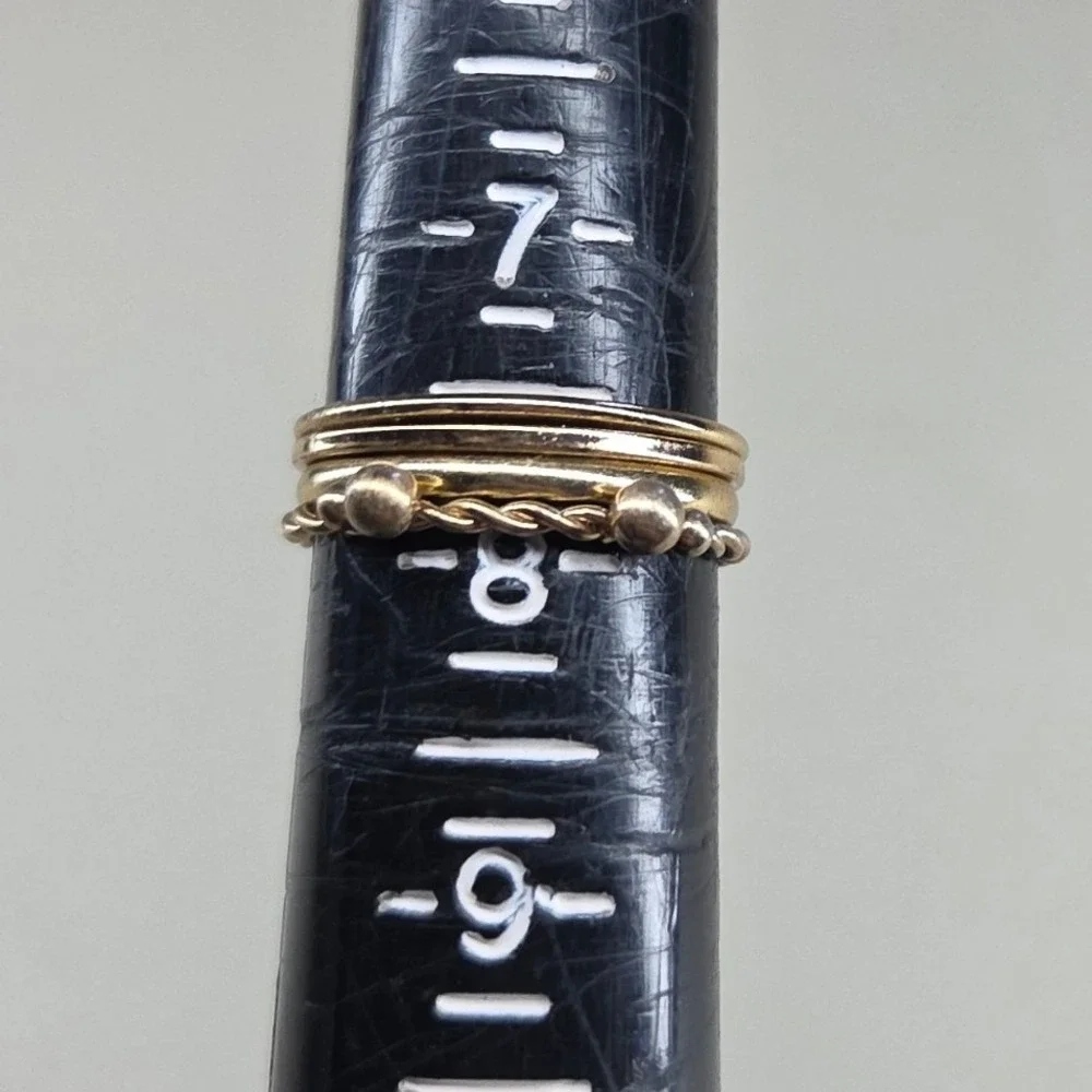 Gold Tone Stacking Rings Size 7.5-8 Minimalist Polished Rope Twist Bands‎ 4 pcs